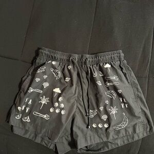 H&M Black Graphic Men Shorts Hybrids